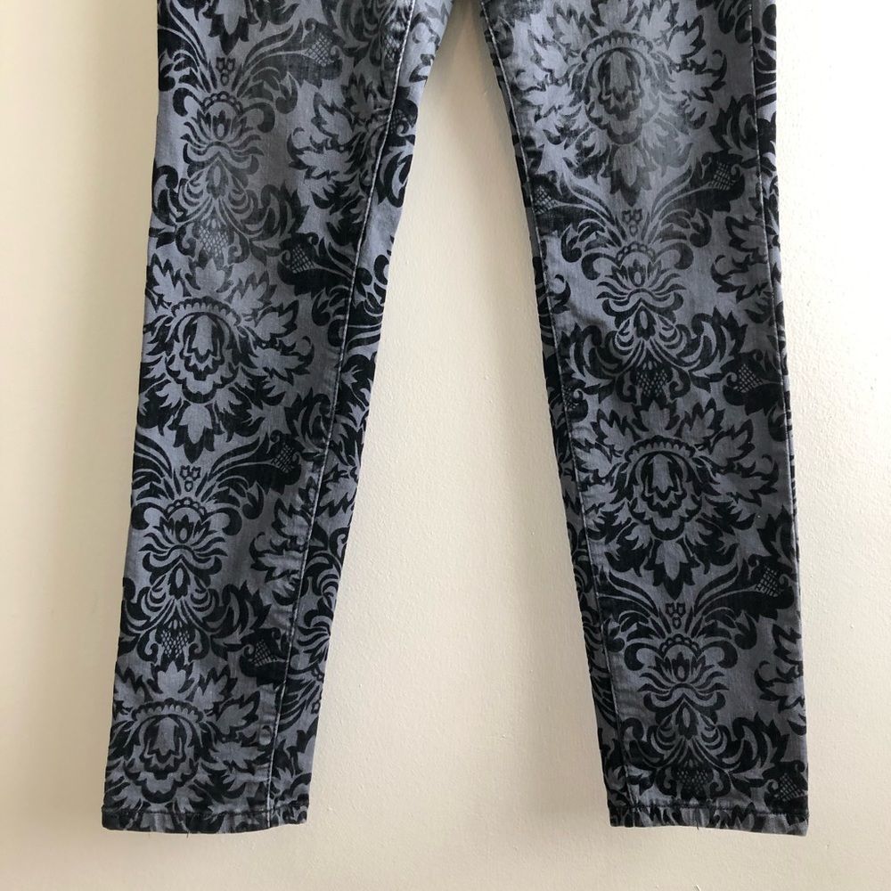 Tru Luxe Velvet Floral Skinny Jeans Women’s Size 8 Stretch Mid Rise Dark Grey - Picture 4 of 13